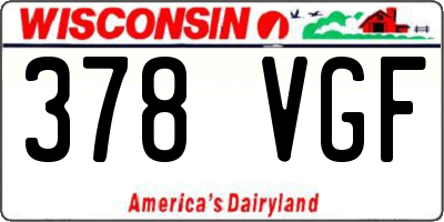 WI license plate 378VGF