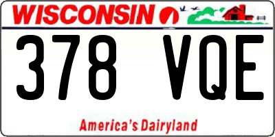 WI license plate 378VQE
