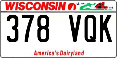 WI license plate 378VQK