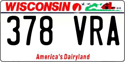 WI license plate 378VRA