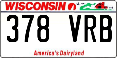 WI license plate 378VRB