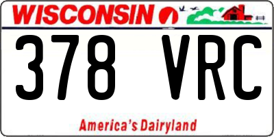 WI license plate 378VRC
