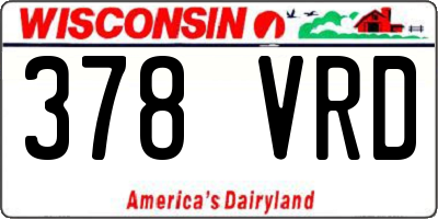 WI license plate 378VRD