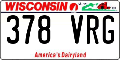 WI license plate 378VRG