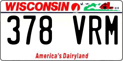 WI license plate 378VRM