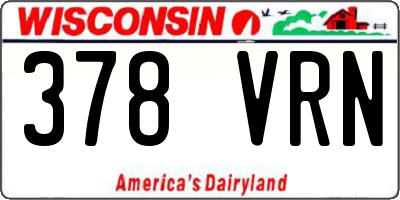 WI license plate 378VRN