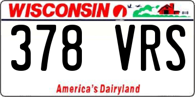 WI license plate 378VRS