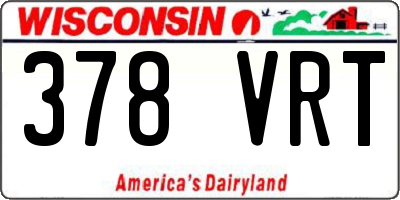 WI license plate 378VRT