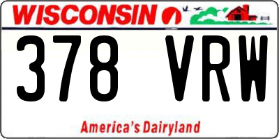 WI license plate 378VRW