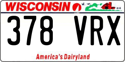 WI license plate 378VRX
