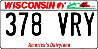 WI license plate 378VRY