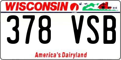 WI license plate 378VSB