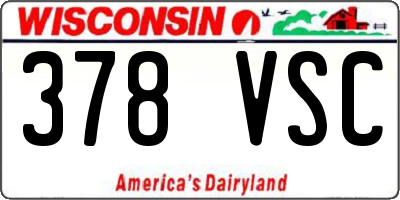 WI license plate 378VSC