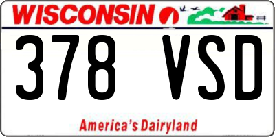 WI license plate 378VSD