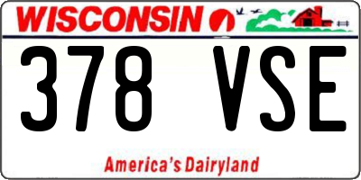 WI license plate 378VSE