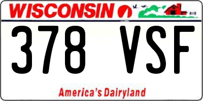 WI license plate 378VSF