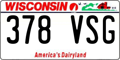 WI license plate 378VSG