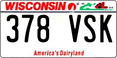 WI license plate 378VSK