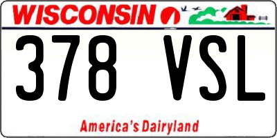 WI license plate 378VSL