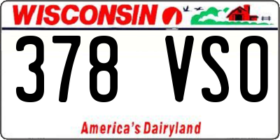 WI license plate 378VSO