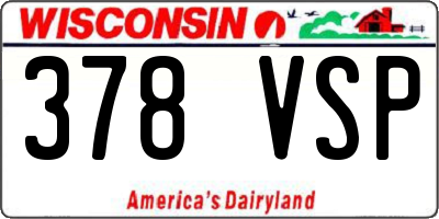 WI license plate 378VSP