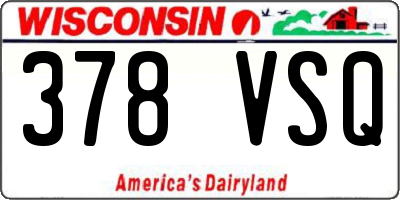 WI license plate 378VSQ