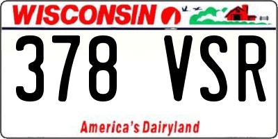 WI license plate 378VSR