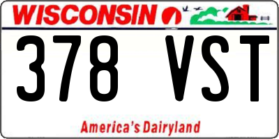 WI license plate 378VST