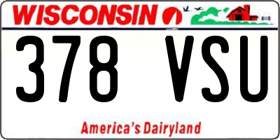 WI license plate 378VSU