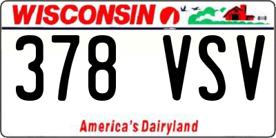 WI license plate 378VSV