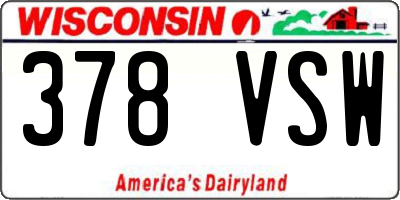 WI license plate 378VSW