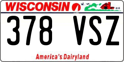 WI license plate 378VSZ