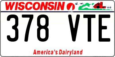 WI license plate 378VTE