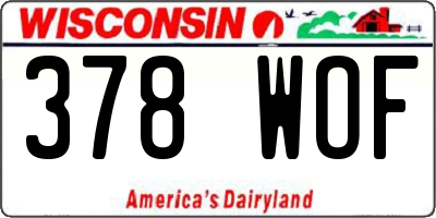 WI license plate 378WOF
