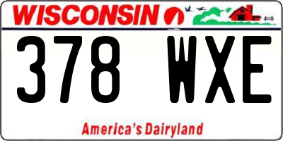 WI license plate 378WXE