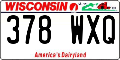 WI license plate 378WXQ