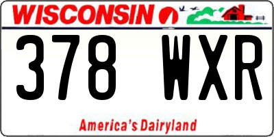 WI license plate 378WXR