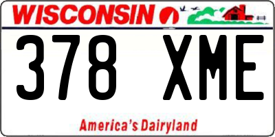 WI license plate 378XME