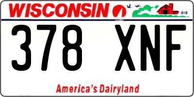 WI license plate 378XNF
