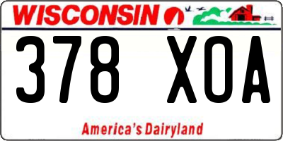 WI license plate 378XOA
