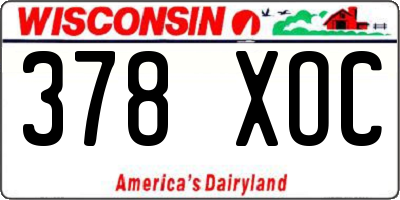 WI license plate 378XOC