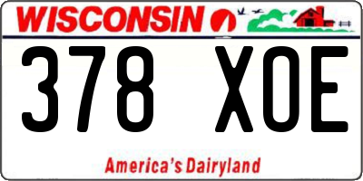 WI license plate 378XOE