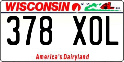 WI license plate 378XOL