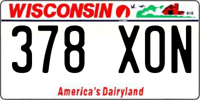 WI license plate 378XON