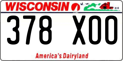 WI license plate 378XOO