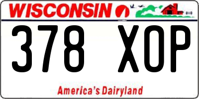 WI license plate 378XOP