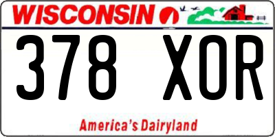 WI license plate 378XOR