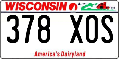 WI license plate 378XOS