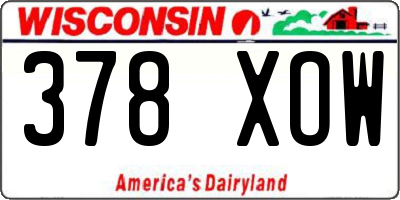 WI license plate 378XOW