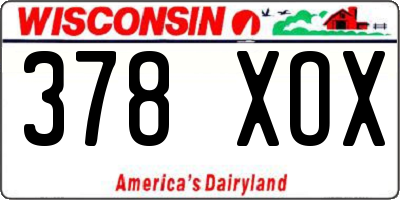 WI license plate 378XOX